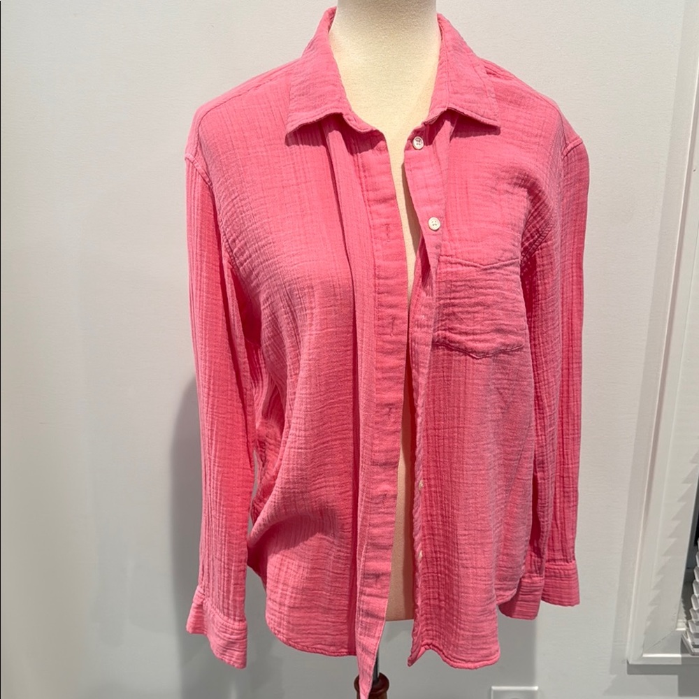 Pink Button-Up Women's Top